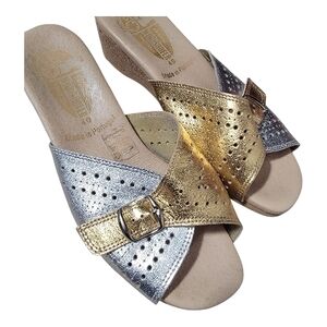 WORISHOFER, Gold and Silver Sandals, Size 40 (81/2-9)